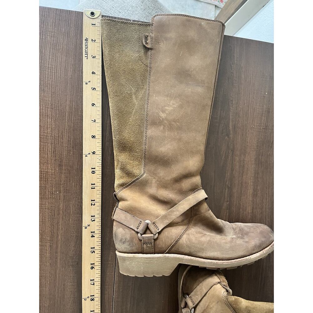 TEVA DE LA VINA WATERPROOF LEATHER TALL BOOTS US 8.5 WOMENS BROWN SIDE ZIP BOOT - Picture 4 of 12